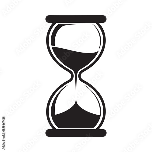A simple black and white illustration of a classic hourglass shape