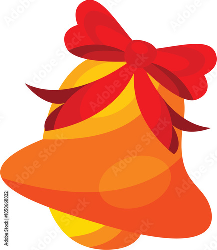 Festive christmas bells with a red ribbon for holiday celebration