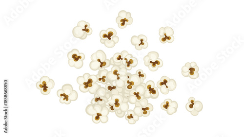 Appetizing pile of freshly popped popcorn kernels, ready for a movie night or a tasty snack.