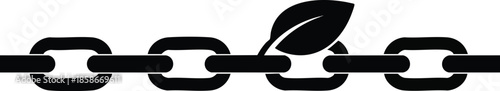 Chain illustration with leaves. Connecting link with foliage. Sustainability metaphor.