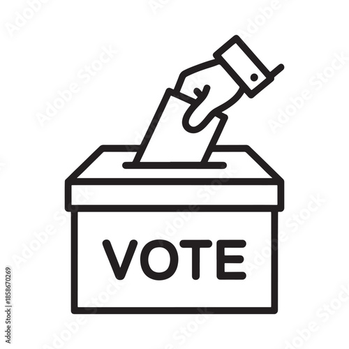 Hand dropping ballot into a voting box civic duty illustration