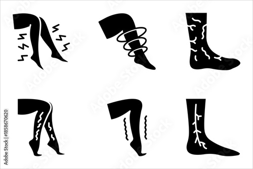 Varicose icon set, on white background.