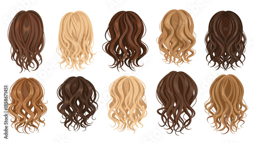 Comprehensive collection of ten diverse women's medium-length wavy hairstyles, showcasing a range of natural hair colors and textures.