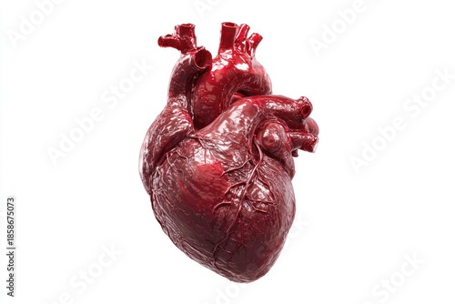 Wallpaper Mural Anatomical heart model, dark red texture, complex veins and arteries, white backdrop Torontodigital.ca