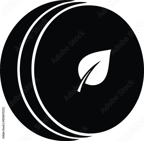 Eco icon: Leaf circle. Symbol of ecology and sustainable practices. Green energy.