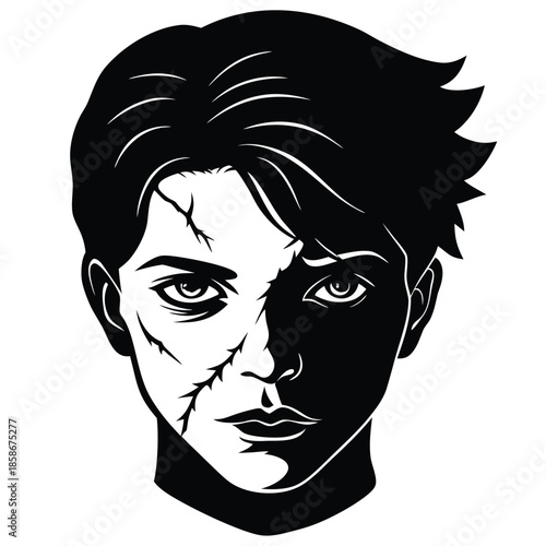 face scar vector on white background