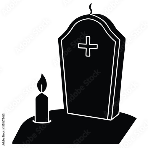 grave candle vector on white background