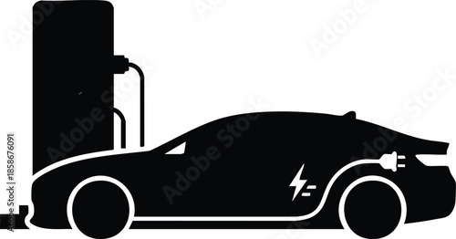 Electric vehicle icon. EV charging station. Eco-friendly transportation future.