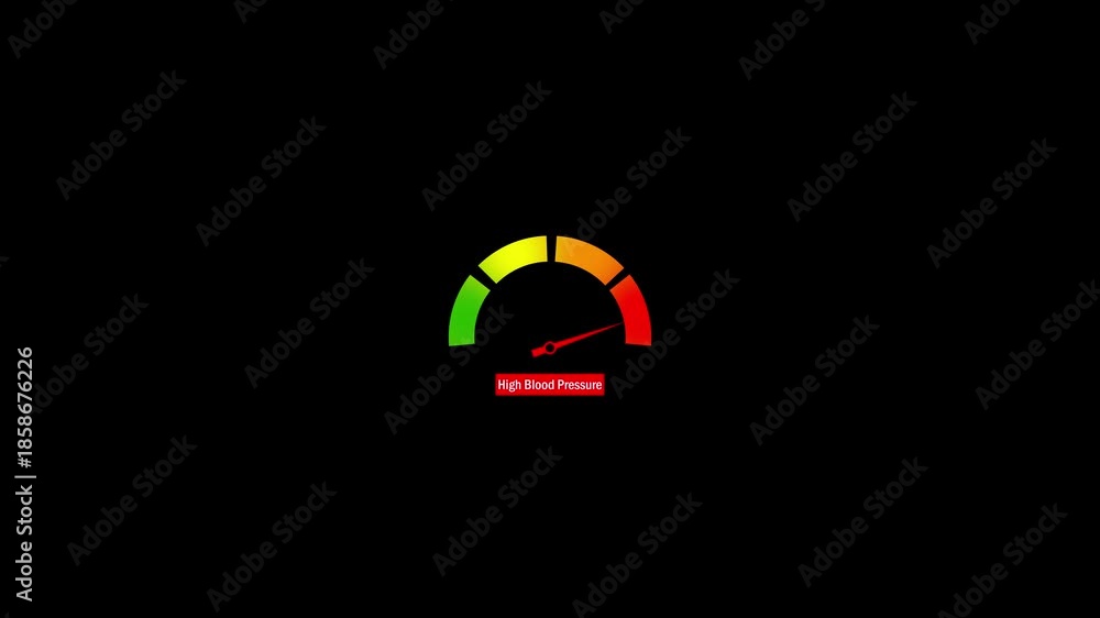 High Blood Pressure Risk Meter Animation .Cardiovascular Health Gauge ...