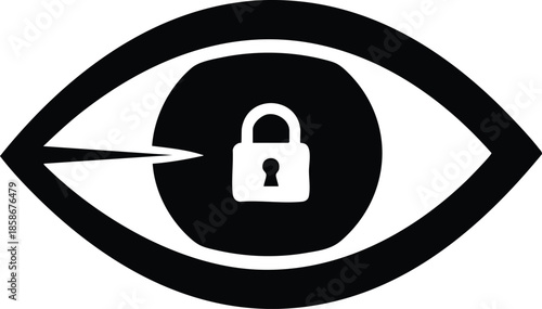 Eye protection icon. Locked eye and security concept. Vision safety.