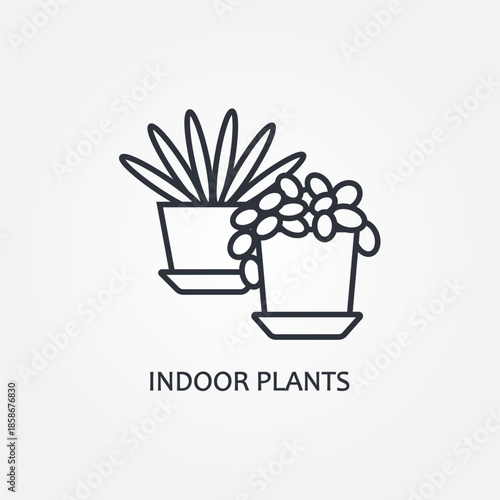 Indoor Plants icon. Houseplants, Indoor Gardening, Potted Plants, Plant Care, Greenery, Foliage, Plant Growth and Air Purifying icon