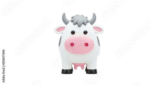 Cute Cow Cartoon Character on White Background