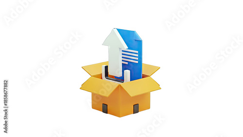 Data Upload: File and Arrow Emerging from Box