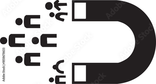 Lead Generation Magnet Attracting Human Figures Silhouettes isolated on white background