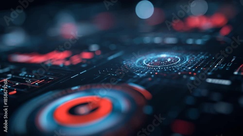 Futuristic digital data interface with glowing abstract technology visualization
