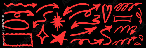 Loose underline strokes guide focus across a hand drawn arrow. Marker texture adds highlight energy, while underline supports the arrow with subtle marker accents.