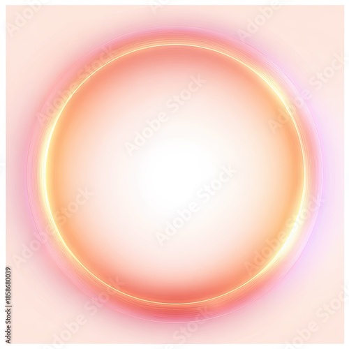 Glowing circular ring with peach, yellow, and pink hues over white