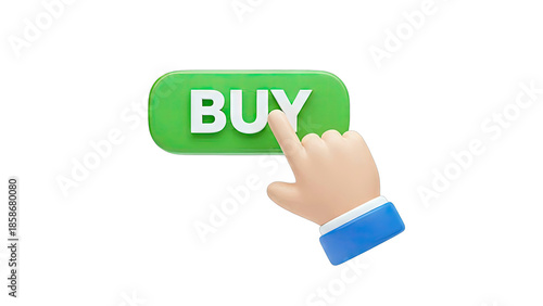 3D Cartoon Hand Clicking a Green 