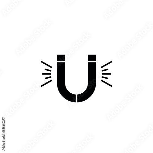 Horseshoe Magnet Stencil Logo Vector