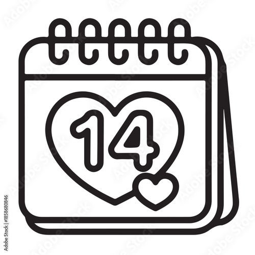 Calendar page marked with heart and date