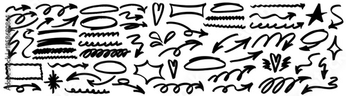 Sketchy underline strokes interact with a dynamic arrow. Marker details introduce highlight accents, while underline aligns the arrow for expressive marker balance.