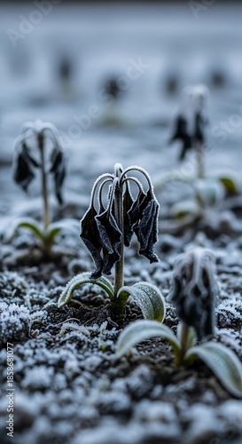Frozen flower field.