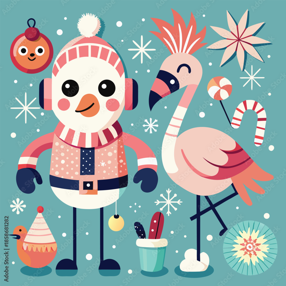 Fototapeta premium new year card with snowman