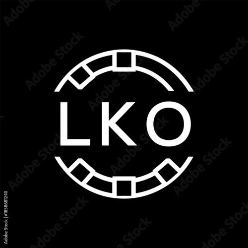 Clean Line Art Monogram Emblem for Brands, LKO  Later Logo, Unique Letter Logo with Circular Motif, 

