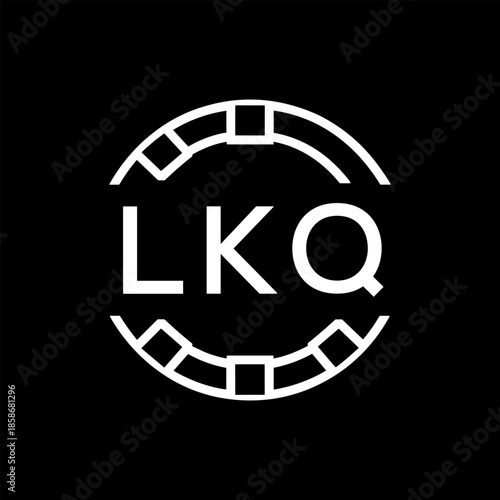 Clean Line Art Monogram Emblem for Brands, LKQ  Later Logo, Unique Letter Logo with Circular Motif, 
