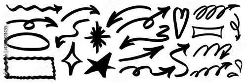 Minimal underline elements support a playful arrow composition. Marker lines add highlight clarity, and underline motion follows the arrow for balanced marker emphasis.