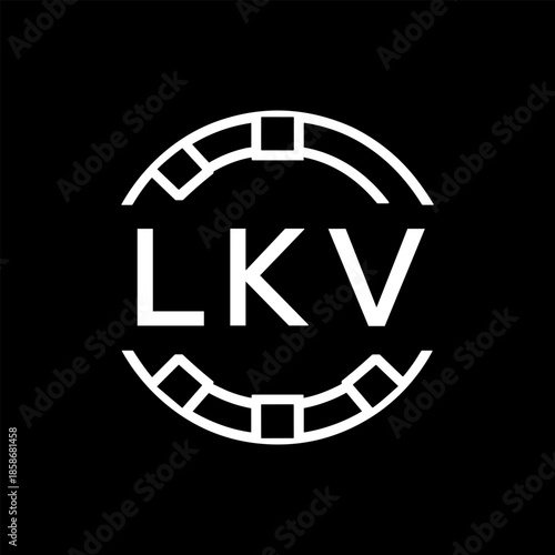 Clean Line Art Monogram Emblem for Brands, LKV  Later Logo, Unique Letter Logo with Circular Motif, 
