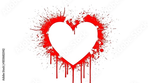 Vibrant red heart splatter illustration