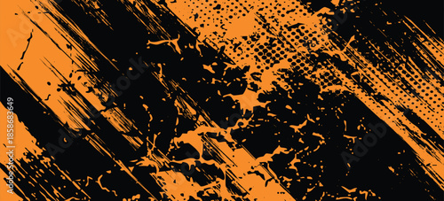 orange black brush pattern wrap car sticker banner abstract sporty lines black orange grunge brush color combination. illustration eps10.