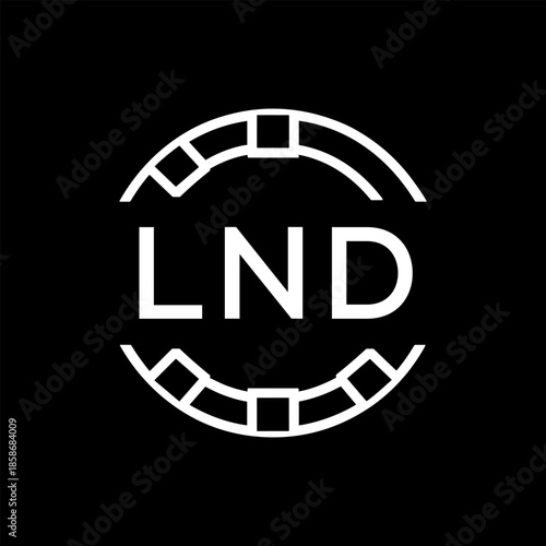 Clean Line Art Monogram Emblem for Brands, LND  Later Logo, Unique Letter Logo with Circular Motif, 
