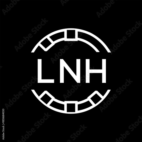 Clean Line Art Monogram Emblem for Brands, LNH  Later Logo, Unique Letter Logo with Circular Motif, 
