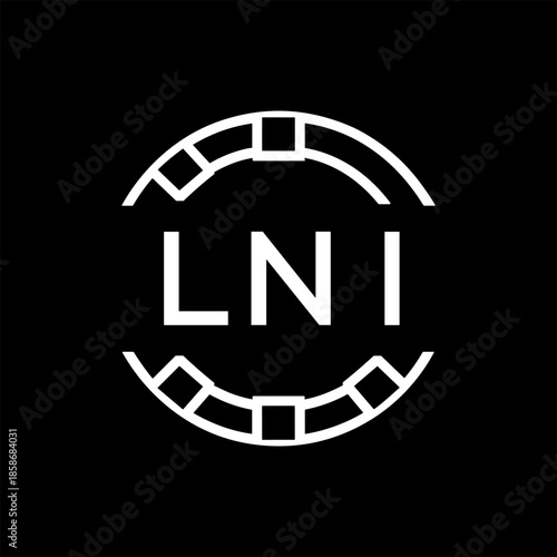 Clean Line Art Monogram Emblem for Brands, LNI  Later Logo, Unique Letter Logo with Circular Motif, 
