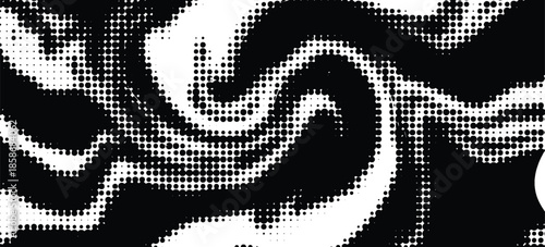 Grunge halftone gradient background. Faded grit noise texture. White and black sandy wallpaper. Retro pixelated backdrop. Anime or manga style comic overlay. Vector graphic design textured template