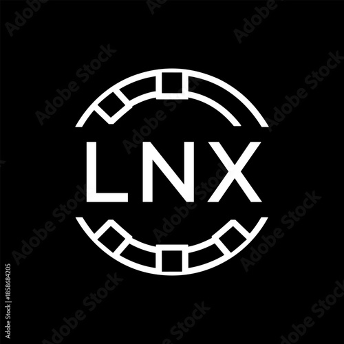 Clean Line Art Monogram Emblem for Brands, LNX  Later Logo, Unique Letter Logo with Circular Motif, 
