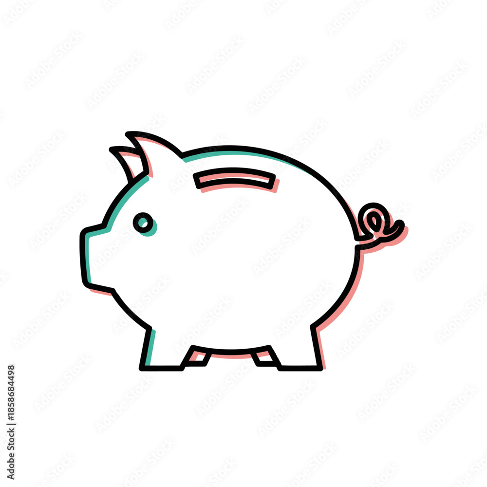 Fototapeta premium Cute Cartoon Pig Illustration with Bold Outline for Children and Kids Visuals