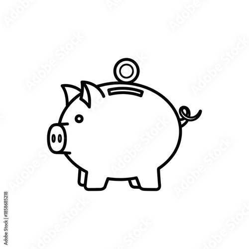 Cute Piggy Bank Illustration for Financial Savings and Budgeting Concepts
