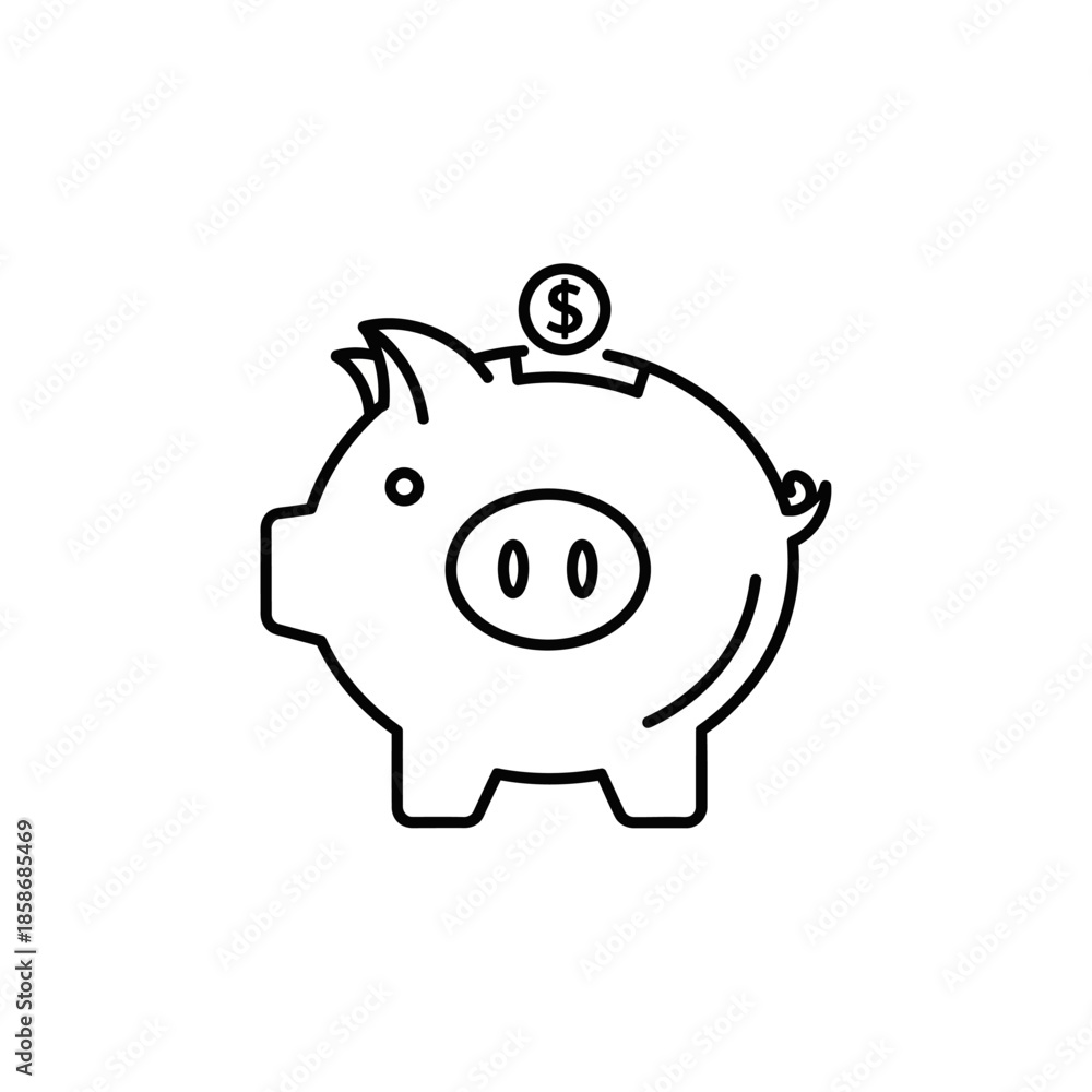 Obraz premium Cute Piggy Bank with Coin for Saving and Financial Concept