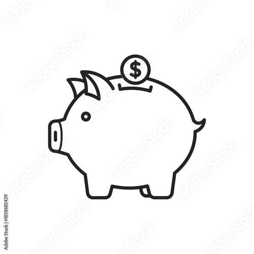 Cute Piggy Bank Saving Money Illustration for Financial Concept