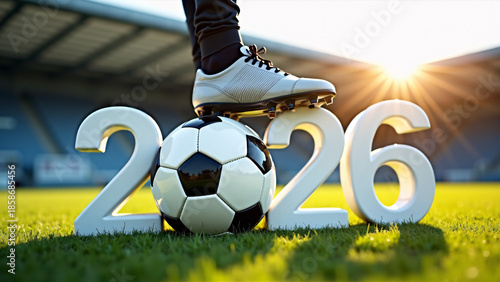 A soccer ball is stepped on between bold 