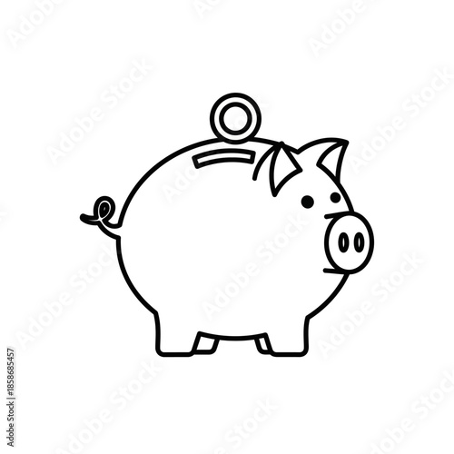 Cute Piggy Bank with Coin Drop for Financial Saving and Budgeting Concepts