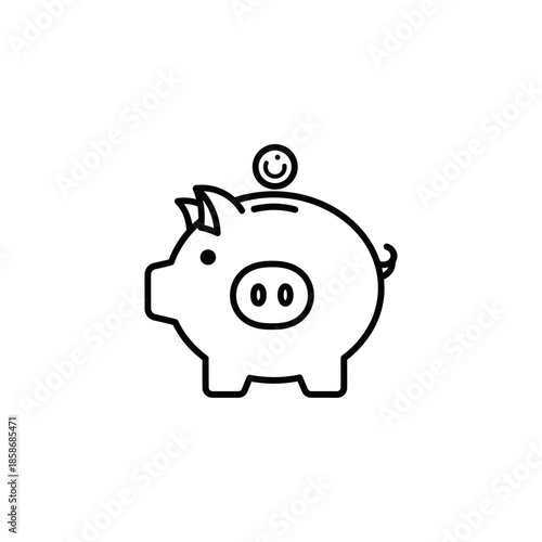 Cute Piggy Bank with Coin for Savings and Financial Planning