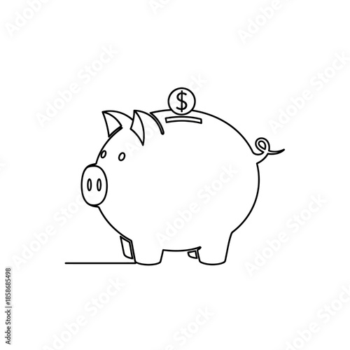 Cute Piggy Bank with Coin Saving Illustration for Financial Planning