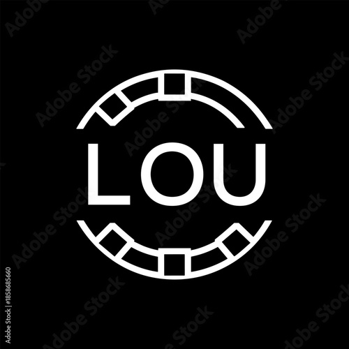 Clean Line Art Monogram Emblem for Brands, LOU  Later Logo, Unique Letter Logo with Circular Motif, 

