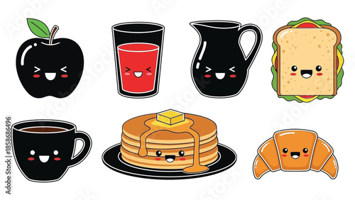 Assorted kawaii food illustrations