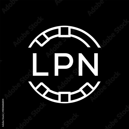 Clean Line Art Monogram Emblem for Brands, LPN  Later Logo, Unique Letter Logo with Circular Motif, 
