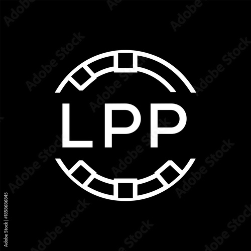 Clean Line Art Monogram Emblem for Brands, LPP  Later Logo, Unique Letter Logo with Circular Motif, 
